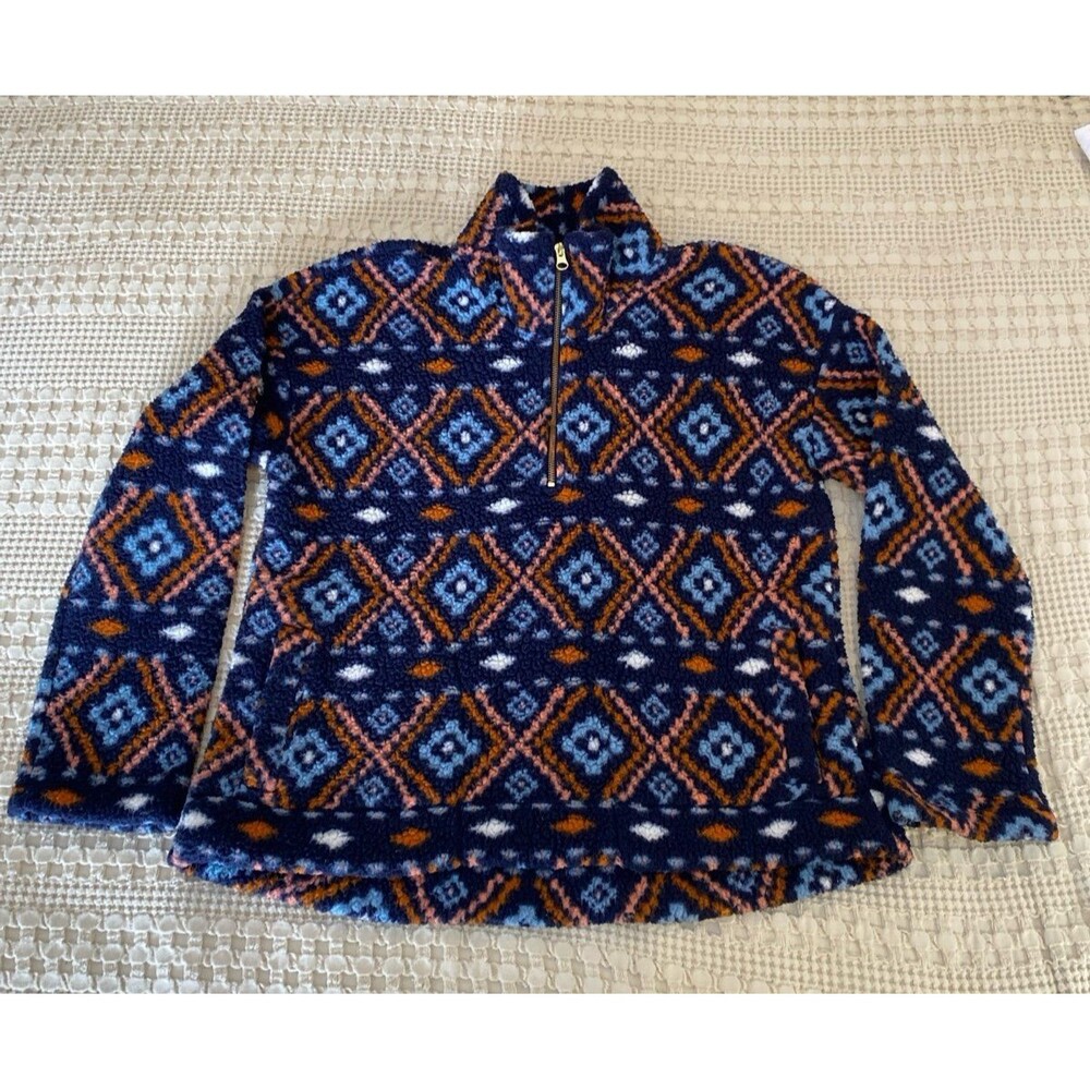 Old Navy Jacket Pullover Sherpa Fleece Half Zip‎ Size Medium Southwest Design